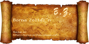 Borna Zoltán névjegykártya